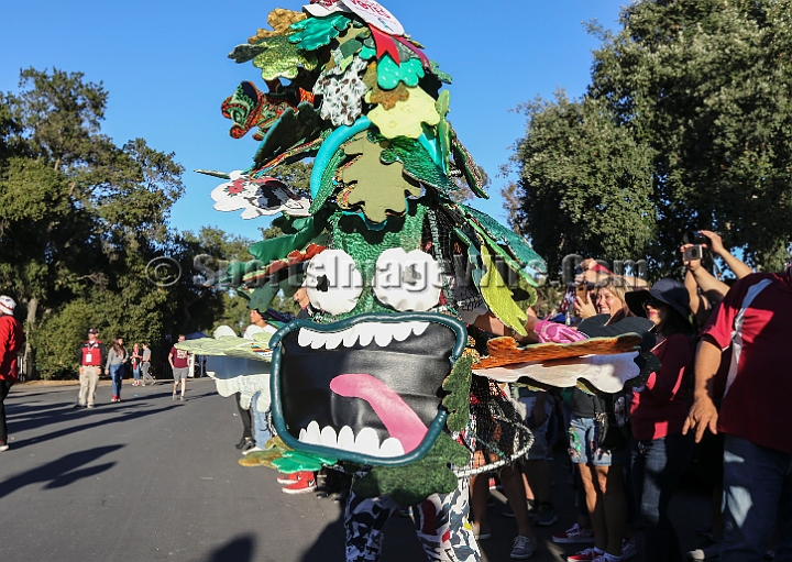 20181006StanfordUtah-001.JPG - Oct. 6, 2018; Stanford, CA.; The Stanford Band mascot The Tree prior to an NCAA football game between the Stanford Cardinal and the Utah Utes at Stanford Stadium. Utah defeated Stanford 40-21.