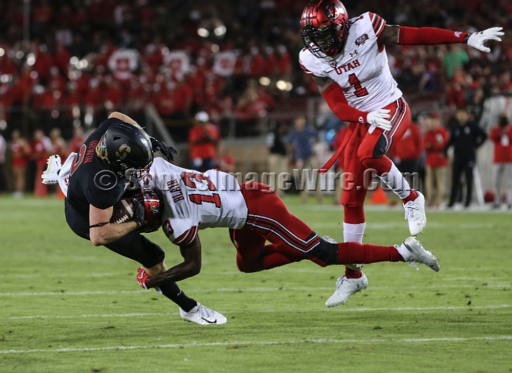 20181006StanfordUtah-016.JPG - Oct. 6, 2018; Stanford, CA.; Stanford wide receiver Trenton Irwin (2) catches a 13-yard pass during an NCAA football game between the Stanford Cardinal and the Utah Utes at Stanford Stadium. Utah defeated Stanford 40-21. 